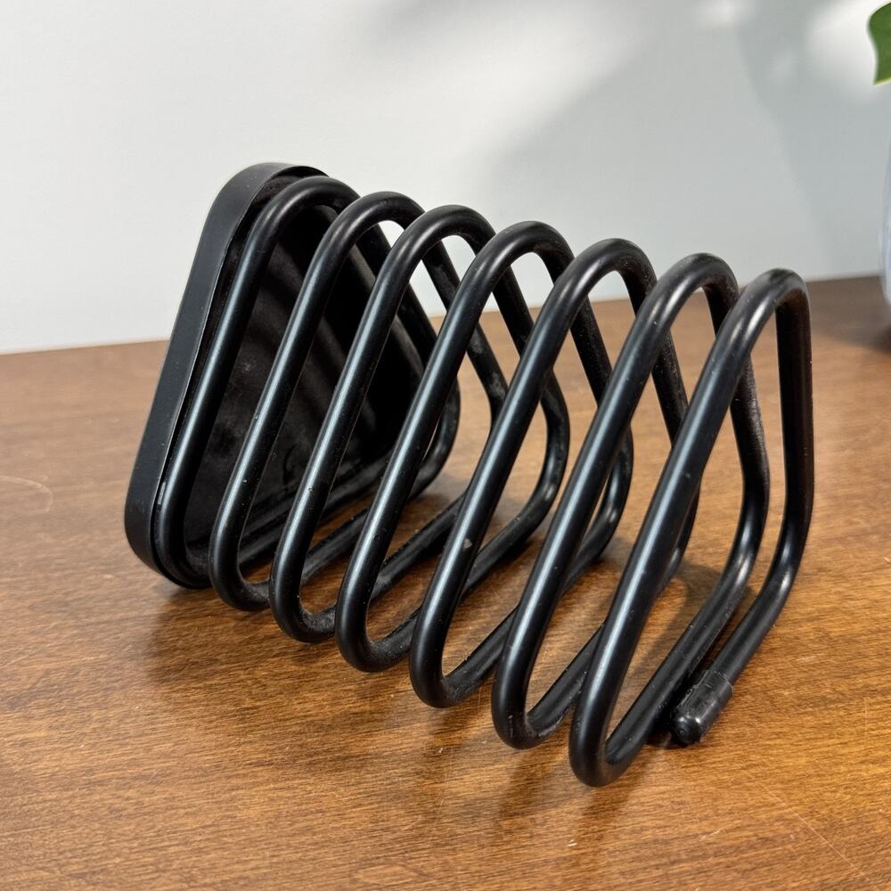 Black Metal Spiral Letter Holder Mail Organizer Desktop Freestanding Rack